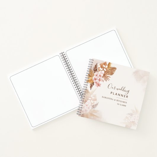 Pampas Grass Terracotta Bloemen Bruiloft Planner Notitieboek (Binnen)