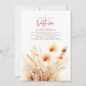 Pampas Grass Terracotta Bloemen Herfst Doop Kaart (Voorkant)