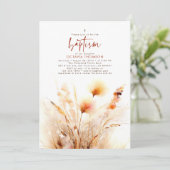 Pampas Grass Terracotta Bloemen Herfst Doop Kaart (Staand voorkant)