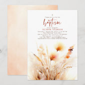 Pampas Grass Terracotta Bloemen Herfst Doop Kaart (Voorkant / Achterkant)