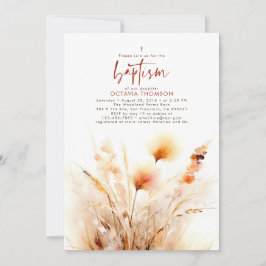 Pampas Grass Terracotta Bloemen Herfst Doop Kaart