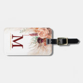Pampas Grass Terracotta Bloemen Monogram Bagagelabel (Voorkant horizontaal)