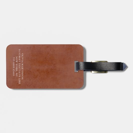 Pampas Grass Terracotta Bloemen Monogram Bagagelabel (Achterkant horizontaal)