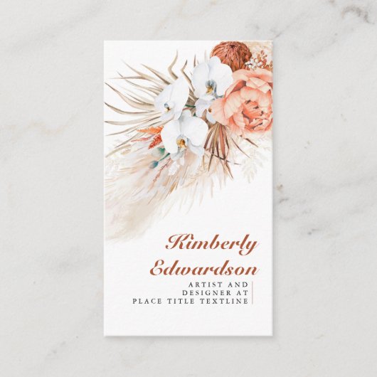 Pampas Grass Terracotta Bloemen Witte Orchideeën C Visitekaartje (Voorkant)