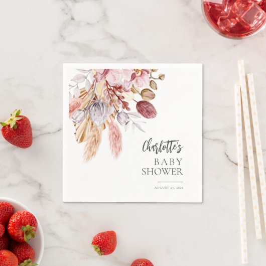 Pampas Grass Terracotta Boho Baby shower Papier Servet (Insitu)