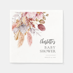Pampas Grass Terracotta Boho Baby shower Papier Servet