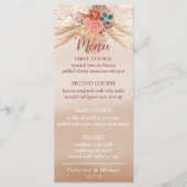 Pampas Grass Terracotta Boho Chic Wedding Party Menu (Voorkant)