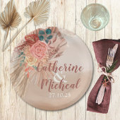 Pampas Grass Terracotta Boho Chic Wedding Party Papieren Bordje