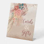 Pampas Grass Terracotta Boho Chic Wedding Party Reclamebord Met Voetstuk (Voorkant)