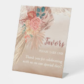 Pampas Grass Terracotta Boho Chic Wedding Party Reclamebord Met Voetstuk (Voorkant)