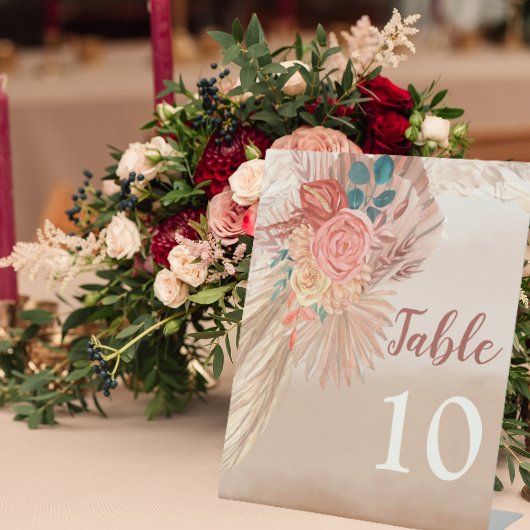 Pampas Grass Terracotta Boho Chic Wedding Party Reclamebord Met Voetstuk