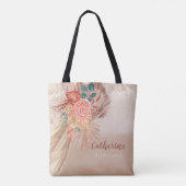Pampas Grass Terracotta Boho Wedding Bridesmaids Tote Bag (Achterkant)