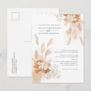 Pampas Grass Terracotta Botanical Palm Wedding Uitnodiging Briefkaart