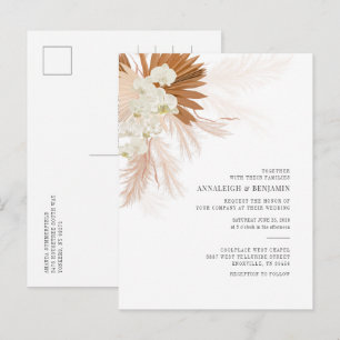 Pampas Grass Terracotta Botanical Palms Wedding Uitnodiging Briefkaart