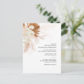 Pampas Grass Terracotta Botanical Palms Wedding Uitnodiging Briefkaart (Staand voorkant)