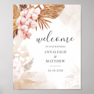 Pampas Grass Terracotta Botanical Wedding Sign Poster