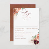 Pampas Grass Terracotta Bourgondië Rode bruiloft R RSVP Kaartje (Voorkant / Achterkant)