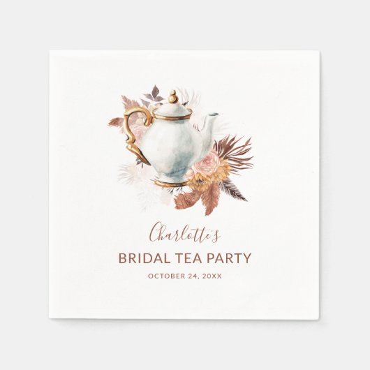 Pampas Grass Terracotta Bridal Tea Party Paper Servet (Voorkant)