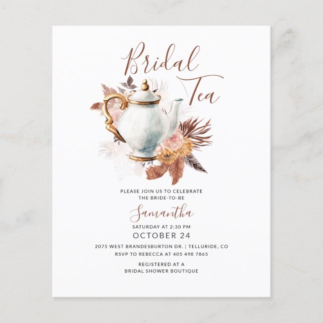 Pampas Grass Terracotta Bridal Tea Party Shower (Voorkant)