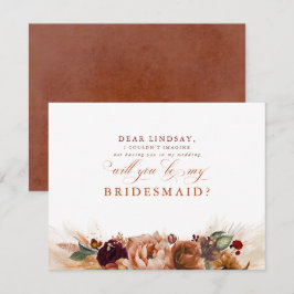 Pampas Grass Terracotta Bridesmaid Voorstel Kaart