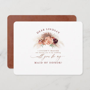 Pampas Grass Terracotta Bruidsmeisje Voorstel Invi Kaart