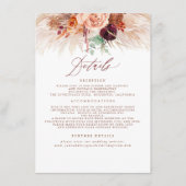 Pampas Grass Terracotta Bruiloft Details Behuizing Informatiekaartje (Voorkant)