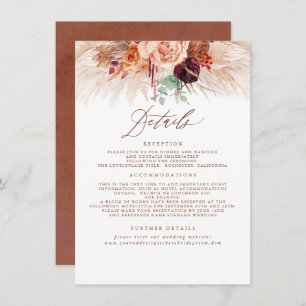 Pampas Grass Terracotta Bruiloft Details Behuizing Informatiekaartje