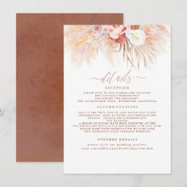 Pampas Grass Terracotta Bruiloft Details Informatiekaartje