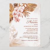 Pampas Grass Terracotta Floral Baby shower Gold Folie Uitnodiging (Voorkant)