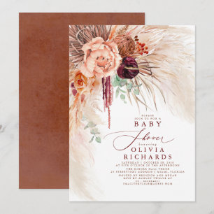 Pampas Grass Terracotta Floral Baby shower Kaart