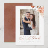 Pampas Grass Terracotta Floral Wedding Dank u Bedankkaart (Voorkant / Achterkant)