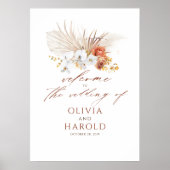 Pampas Grass Terracotta Floral Wedding Poster (Voorkant)
