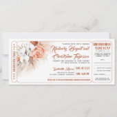 Pampas Grass Terracotta Floral Wedding Ticket Kaart (Voorkant)