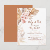 Pampas Grass Terracotta Girl Baby shower Kaart (Voorkant / Achterkant)