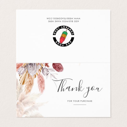 Pampas Grass Terracotta Hartelijk dank Visitekaartje (Buitenkant ongevouwen)