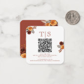 Pampas Grass Terracotta Herfst QR Code Enclosure Notitiekaartje (Voorkant / Achterkant in situ)
