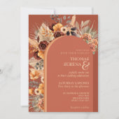 Pampas Grass Terracotta Herfst Roest QR Code Bruil Kaart (Voorkant)