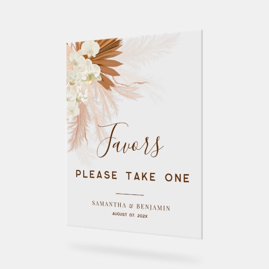 Pampas Grass Terracotta Huwelijksgunsten Acryl Bord (Hoek)