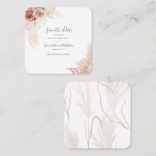 Pampas Grass Terracotta Manuscript sparen de Kaart Vierkante Visitekaartje (Voorkant / Achterkant)