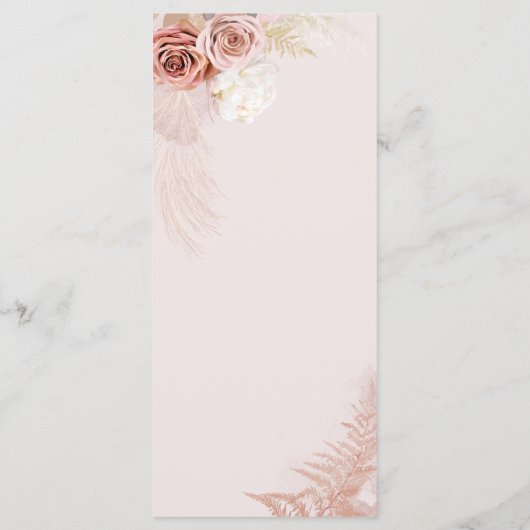 Pampas Grass Terracotta Modern Bloemen Bruiloft Menu (Achterkant)