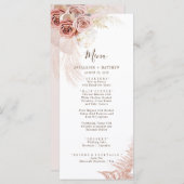Pampas Grass Terracotta Modern Bloemen Bruiloft Menu (Voorkant / Achterkant)