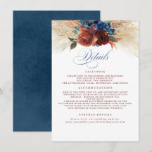 Pampas Grass Terracotta Navy Blue Wedding Details