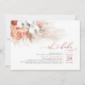 Pampas Grass Terracotta Oh Baby shower Uitnodiging (Voorkant)