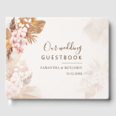 Pampas Grass Terracotta Pink Floral Wedding Gastenboek (Voorkant)