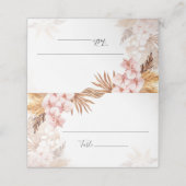 Pampas Grass Terracotta Pink Floral Wedding Plaatskaartje (Buitenkant ongevouwen)