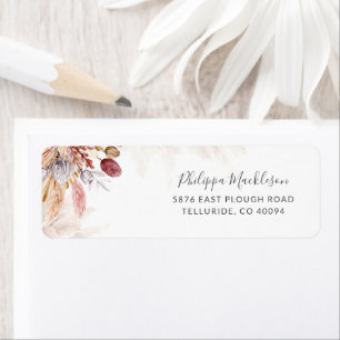 Pampas Grass Terracotta Return Address Etiket