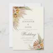 Pampas Grass Terracotta Rozen Floral Wedding Kaart (Voorkant)