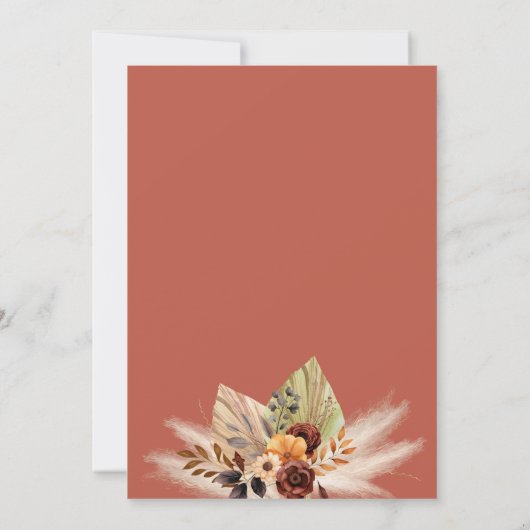 Pampas Grass Terracotta Rust Arch Bruiloft Kaart (Achterkant)