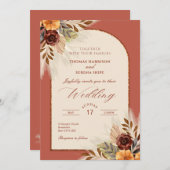 Pampas Grass Terracotta Rust Arch Bruiloft Kaart (Voorkant / Achterkant)