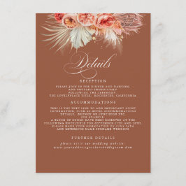 Pampas Grass Terracotta Rust Wedding Details Informatiekaartje